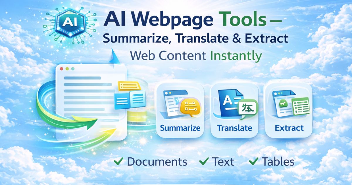 AI Webpage Tools — Summarize, Translate and Extract Web Content ai tools for web content